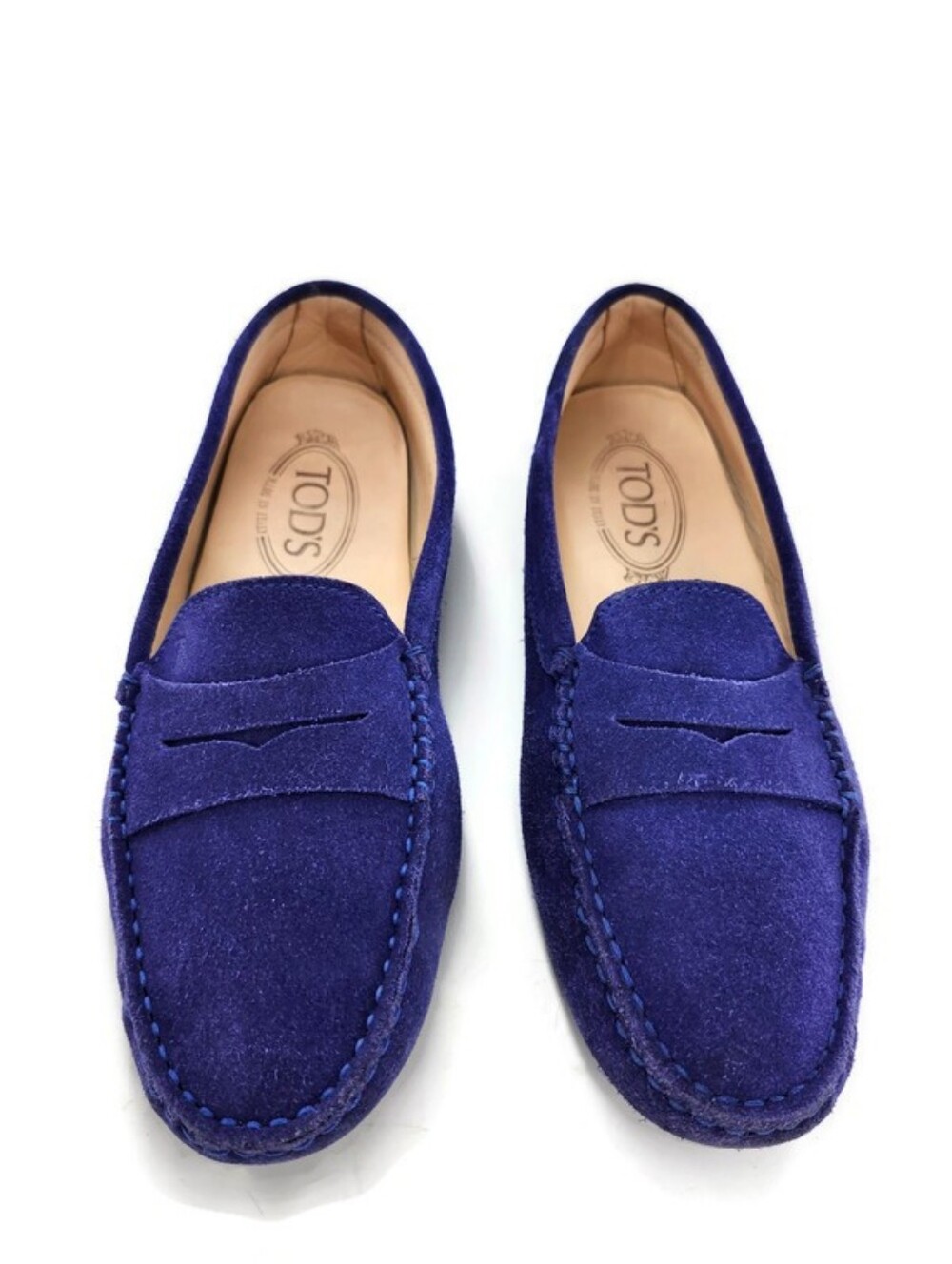 Tod's Gommino Vibrant Dark Blue Suede Slip-On Moc-Toe Driving Penny Loafers - Picture 3 of 15
